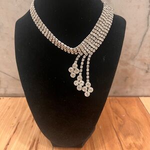 STUNNING Vintage Rhinestone Waterfall Necklace